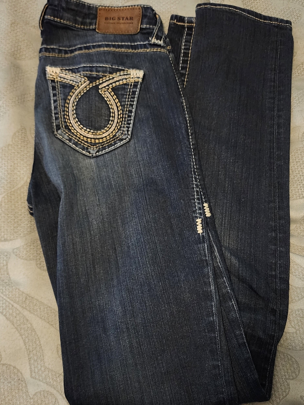 Big Star Women's Dark Blue Skinny Jeans with Embroidered Pocket - Size 25R